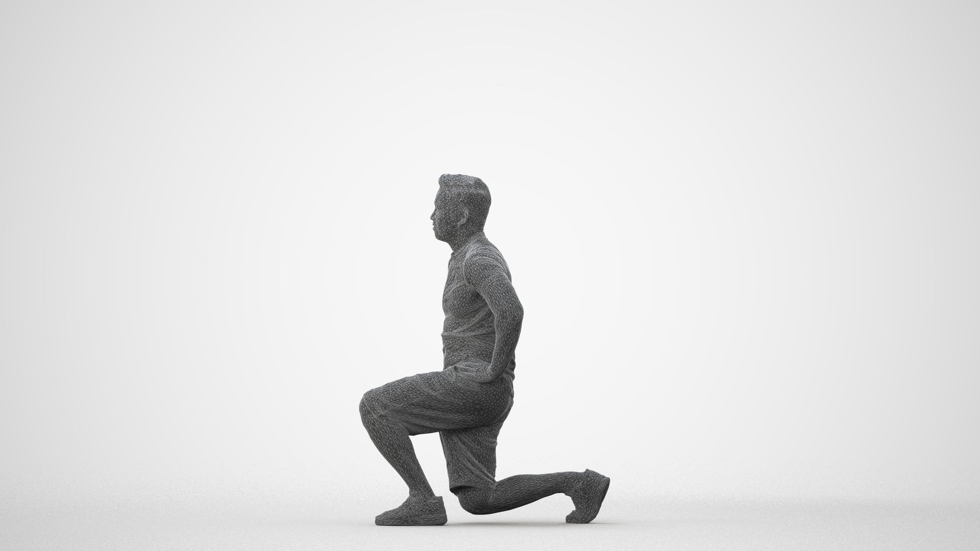 3D human model man sport, photogrammetry scanned person for archviz, square thumbnail