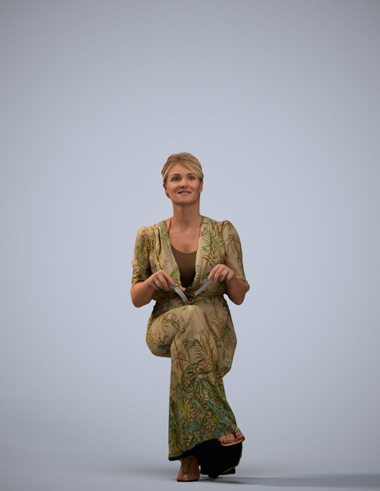 realistic 3D people woman casual sitting, render-ready for V-Ray and Corona, FBX OBJ