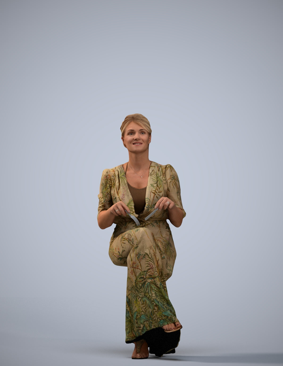 realistic 3D people woman casual sitting, render-ready for V-Ray and Corona, FBX OBJ