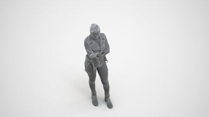 photogrammetry 3D woman casual standing, realistic human model archviz FBX, wireframe three-quarter view