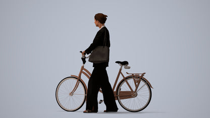 realistic 3D people senior woman business cycling, render-ready for V-Ray and Corona, FBX OBJ, three-quarter view render