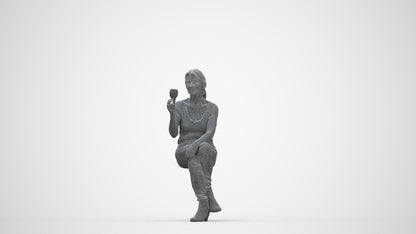 realistic 3D people senior woman casual sitting, render-ready for V-Ray and Corona, FBX OBJ, wireframe back view