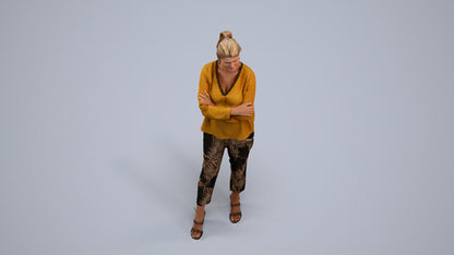 realistic 3D woman casual standing, scanned archviz people for Blender and 3ds Max, back view render