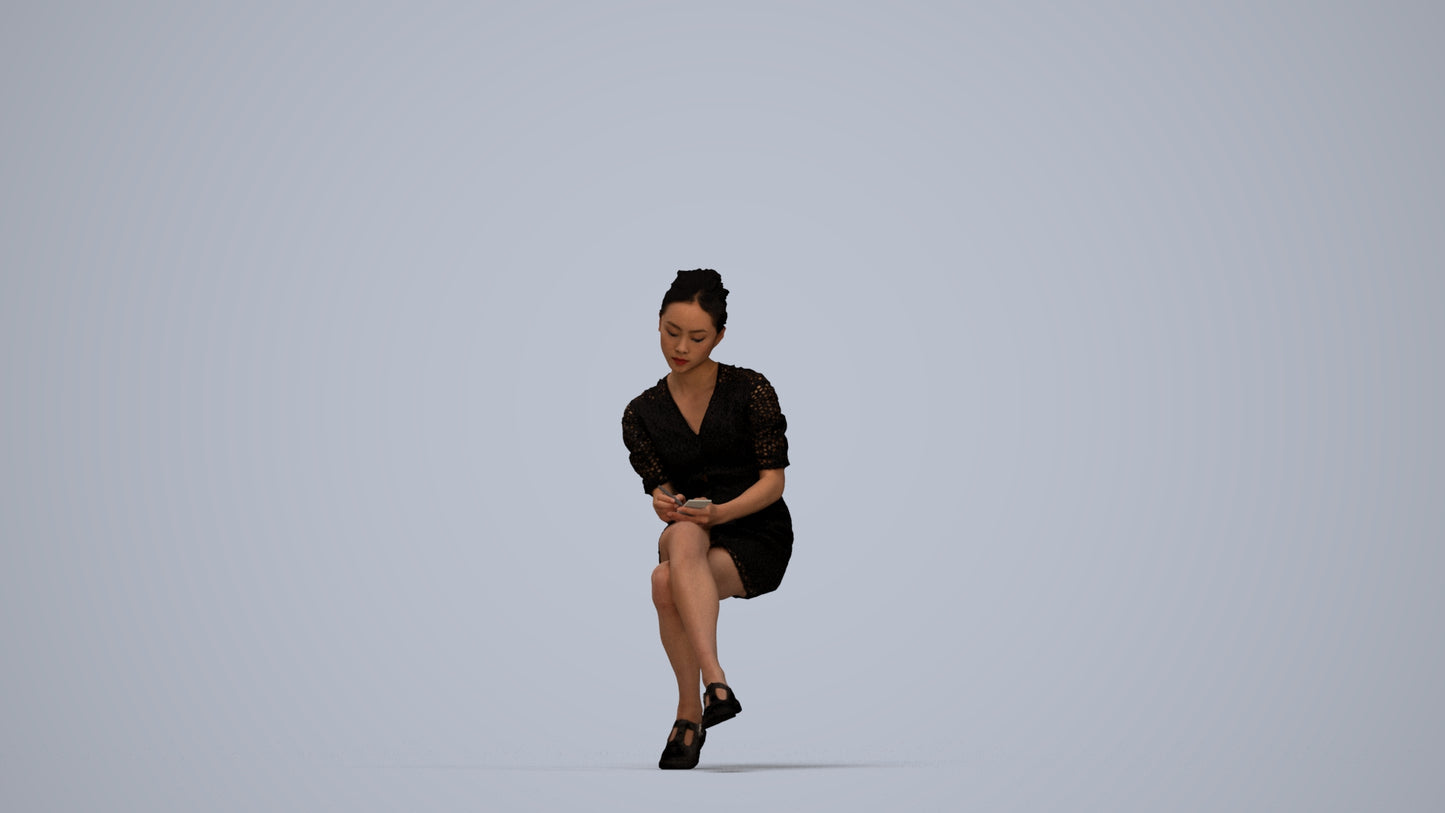 photogrammetry 3D woman business, realistic human model archviz FBX, top-down view render