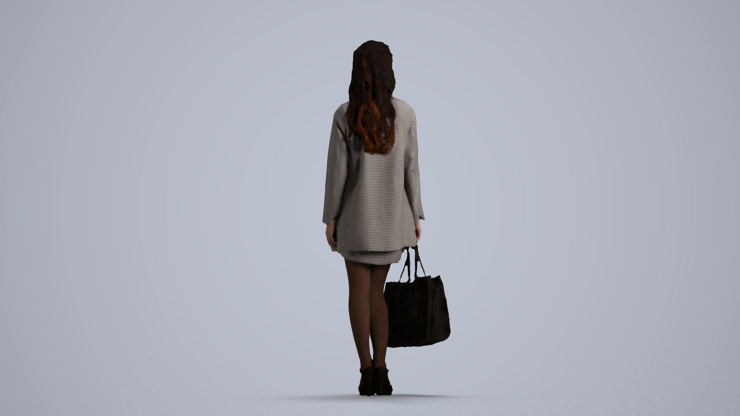 photogrammetry 3D woman business standing, realistic human model archviz FBX, front view render