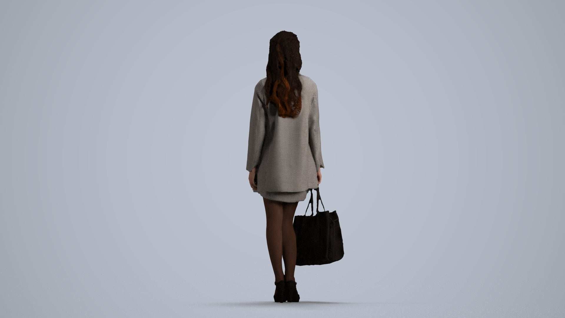 photogrammetry 3D woman business standing, realistic human model archviz FBX, front view render