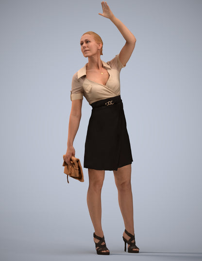 3D scanned woman standing business, photorealistic archviz people for Enscape and SketchUp