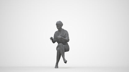photogrammetry 3D woman casual sitting, realistic human model archviz FBX, wireframe back view