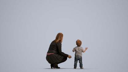 scanned 3D girl casual kids, photogrammetry people for Enscape and V-Ray, front view render