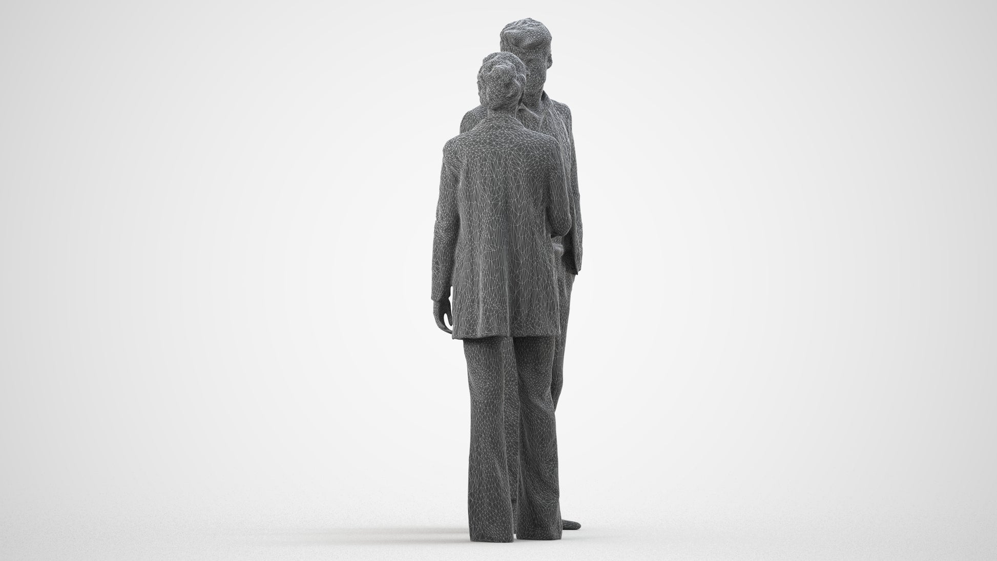 photogrammetry 3D woman business, realistic human model archviz FBX, wireframe side view