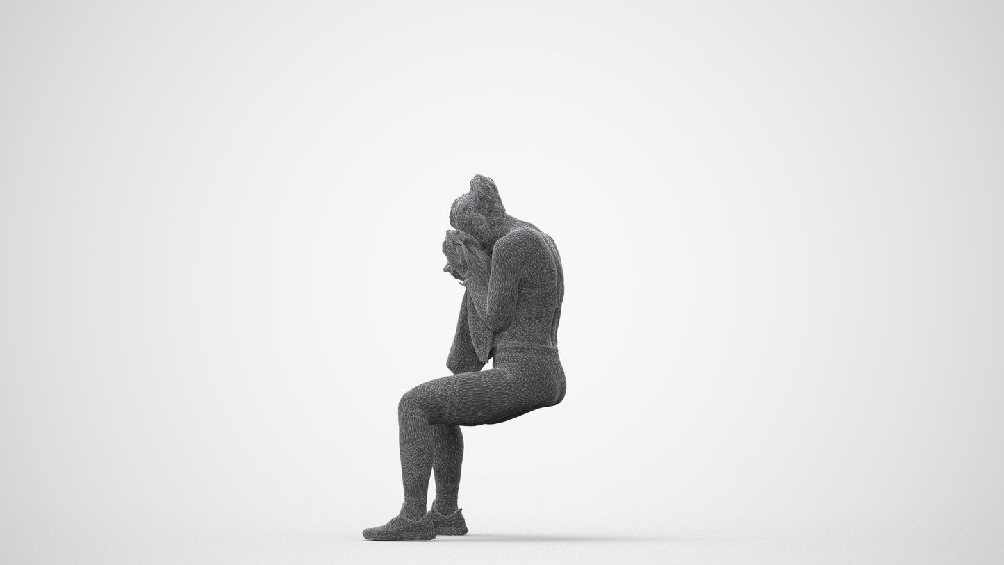 3D human model woman casual sport, photogrammetry scanned person for archviz, square thumbnail