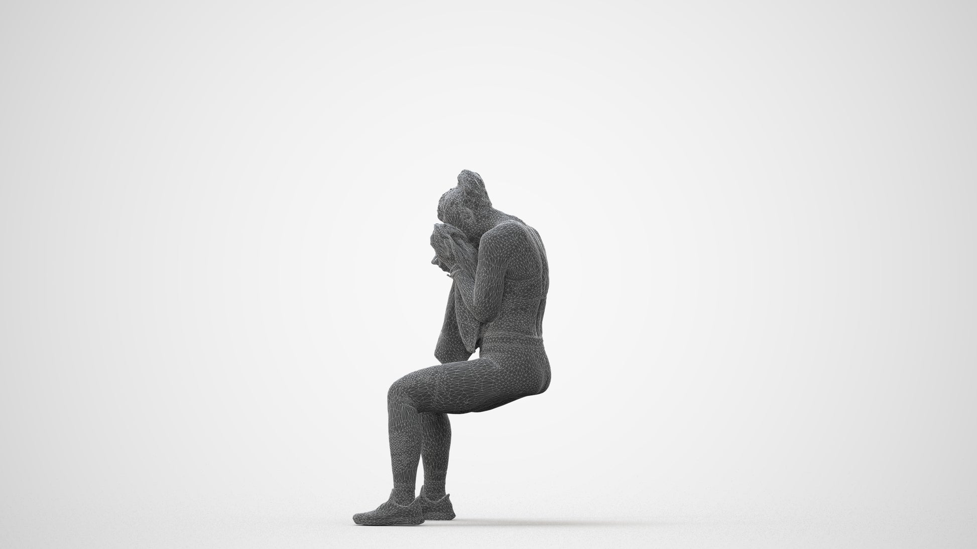 3D human model woman casual sport, photogrammetry scanned person for archviz, square thumbnail