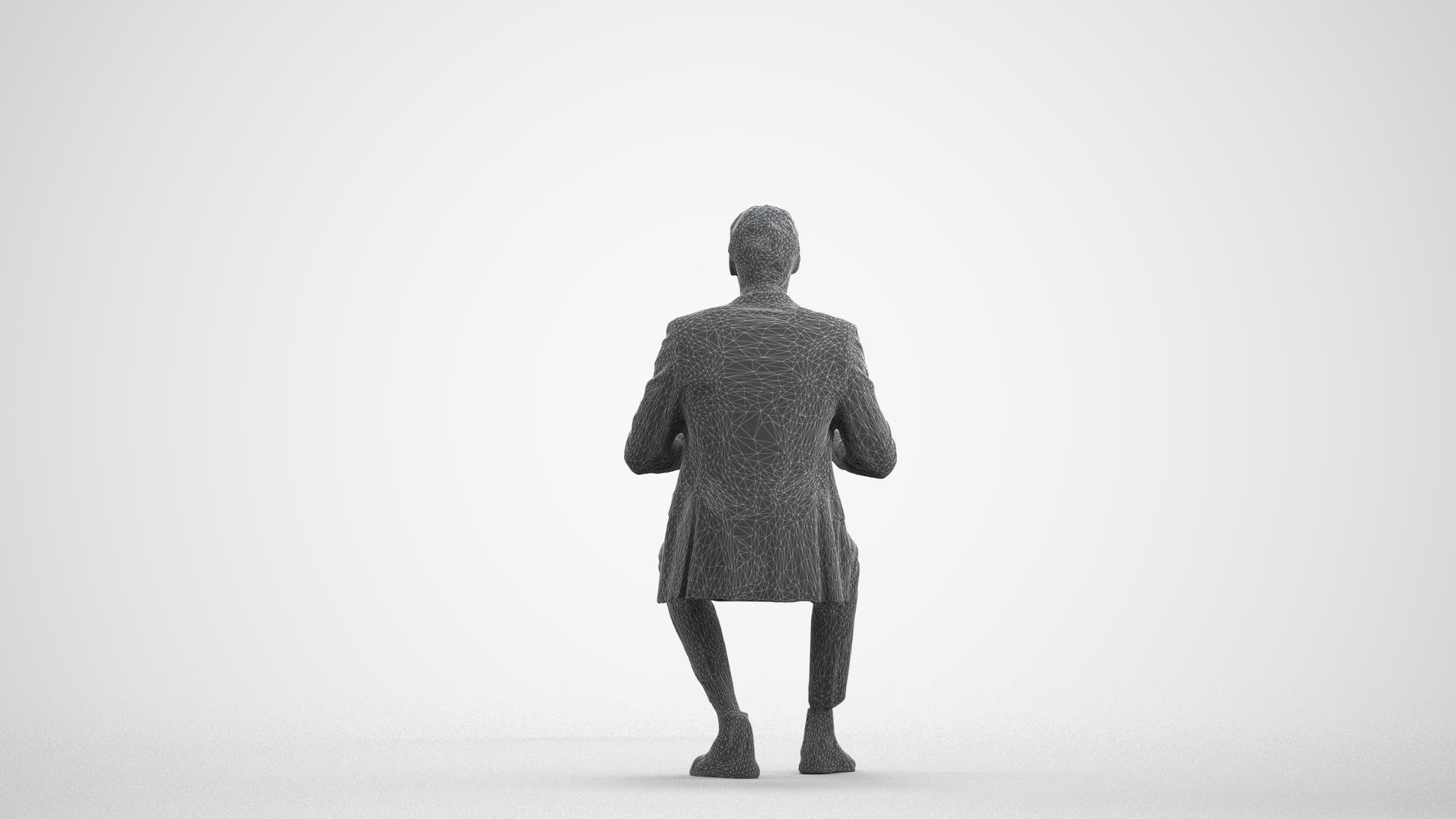 realistic 3D human man business, archviz people FBX OBJ for Blender, wireframe front view
