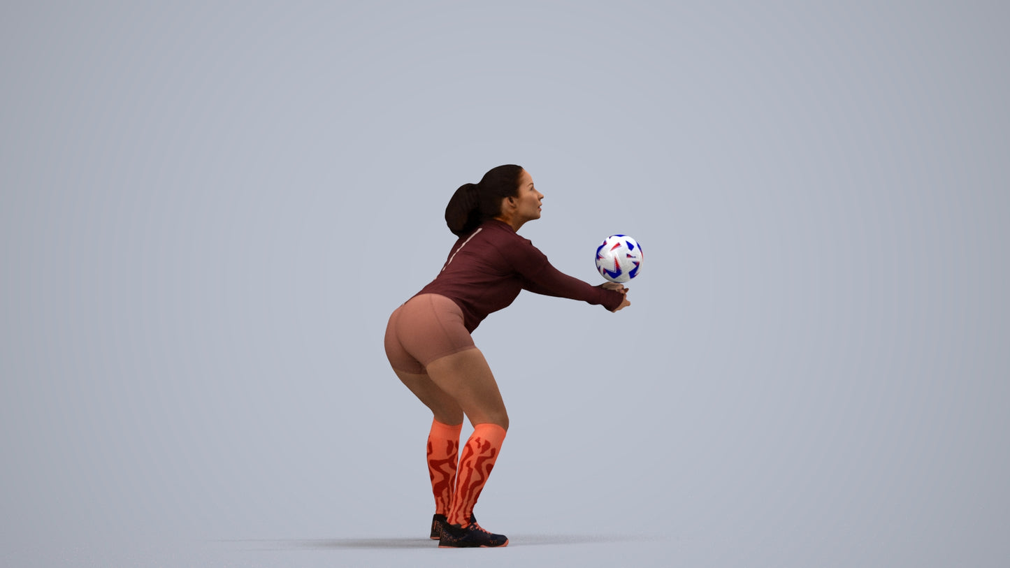 3D scanned woman sport, photorealistic archviz people for Enscape and SketchUp, side view render