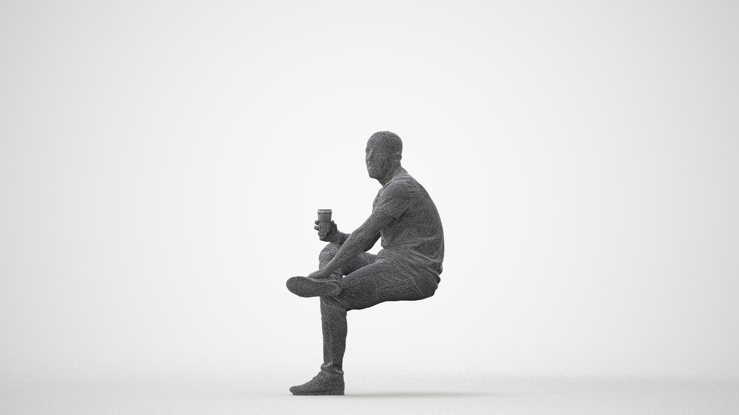 realistic 3D people man casual sitting, render-ready for V-Ray and Corona, FBX OBJ, square thumbnail