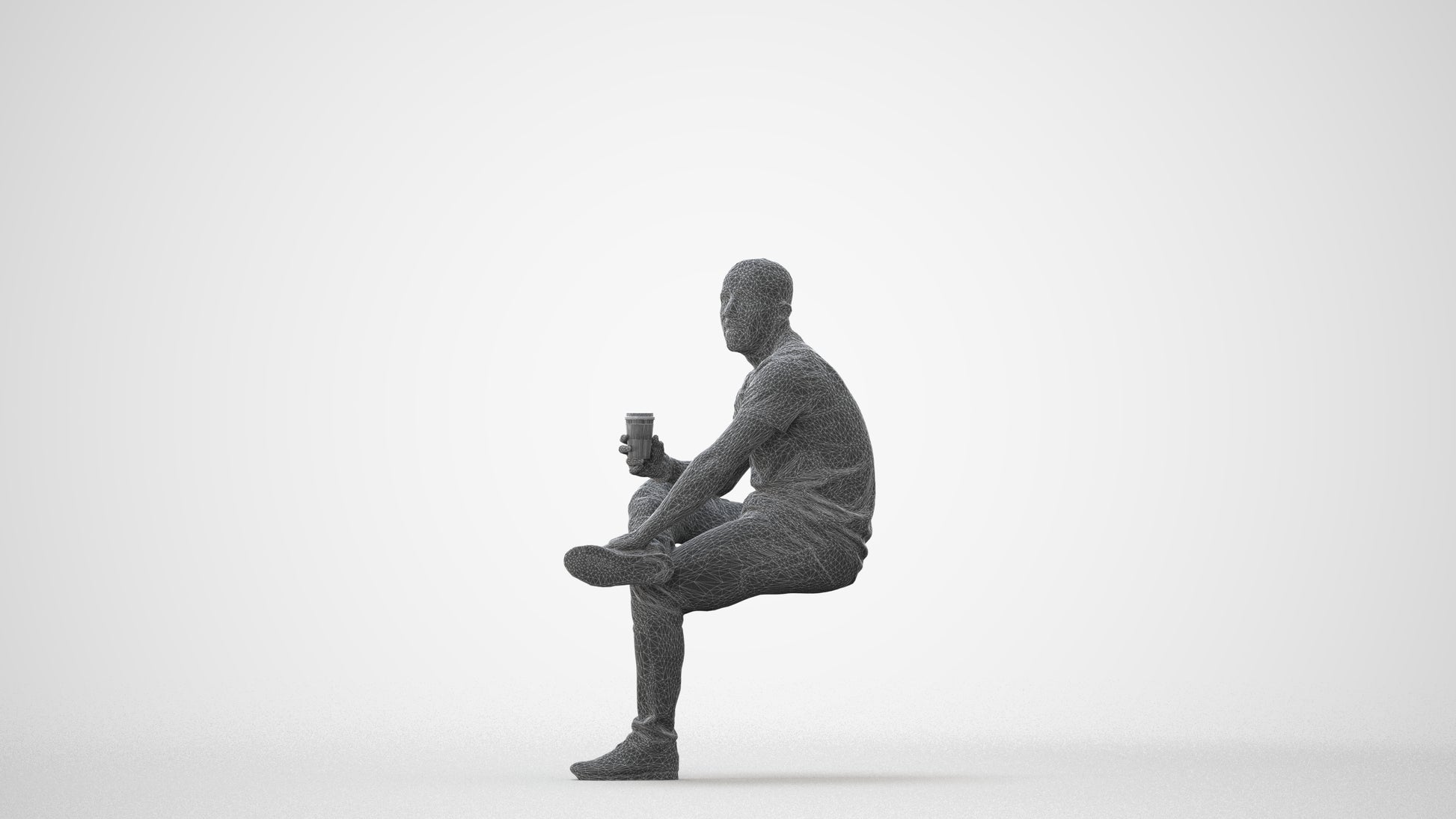 realistic 3D people man casual sitting, render-ready for V-Ray and Corona, FBX OBJ, square thumbnail