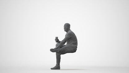 realistic 3D people man casual sitting, render-ready for V-Ray and Corona, FBX OBJ, square thumbnail