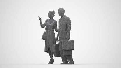 photogrammetry 3D man casual shopping, realistic human model archviz FBX, wireframe back view