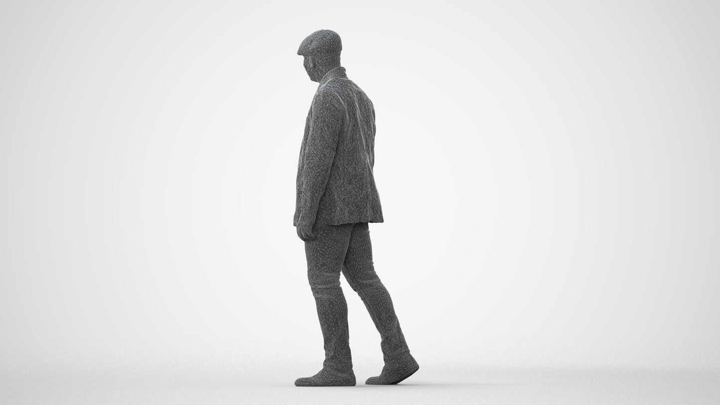 photogrammetry 3D man casual walking, realistic human model archviz FBX, square thumbnail