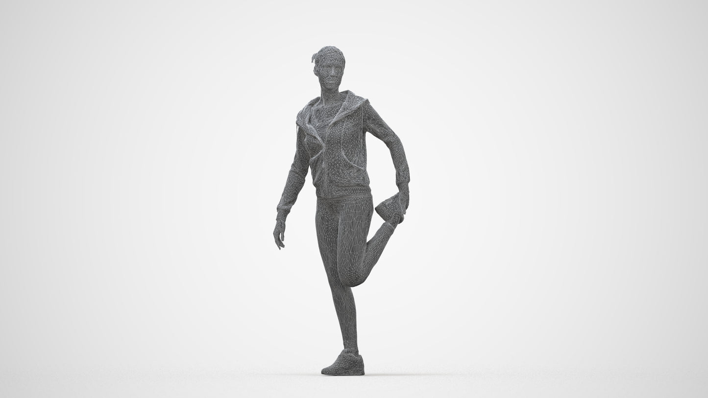 scanned 3D woman sport, photogrammetry people for Enscape and V-Ray, wireframe back view