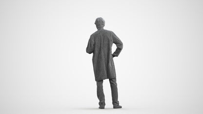photogrammetry 3D man standing, realistic human model archviz FBX, wireframe front view