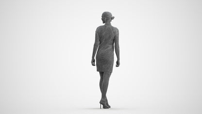 scanned 3D woman business standing, photogrammetry people for Enscape and V-Ray, wireframe front view