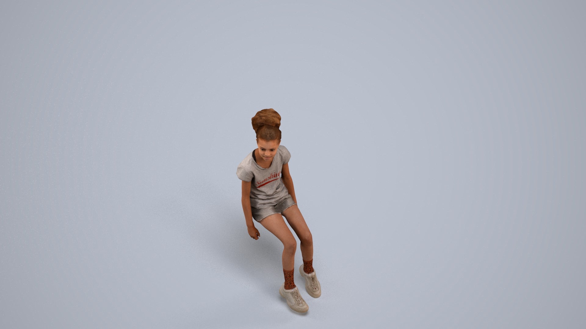 3D people model girl casual kids, scanned human for 3ds Max rendering, back view render