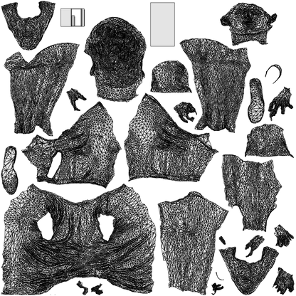 realistic 3D man casual sitting, scanned archviz people for Blender and 3ds Max, wireframe top-down view