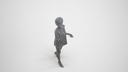 scanned 3D woman casual walking, photogrammetry people for Enscape and V-Ray, wireframe three-quarter view