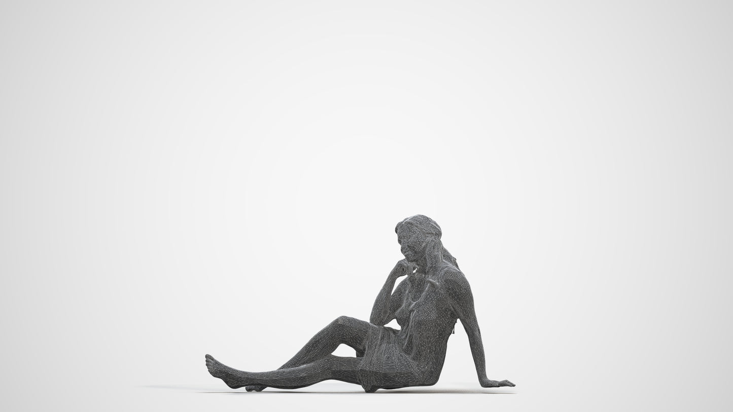 3D people model woman pool, scanned human for 3ds Max rendering, three-quarter front view render