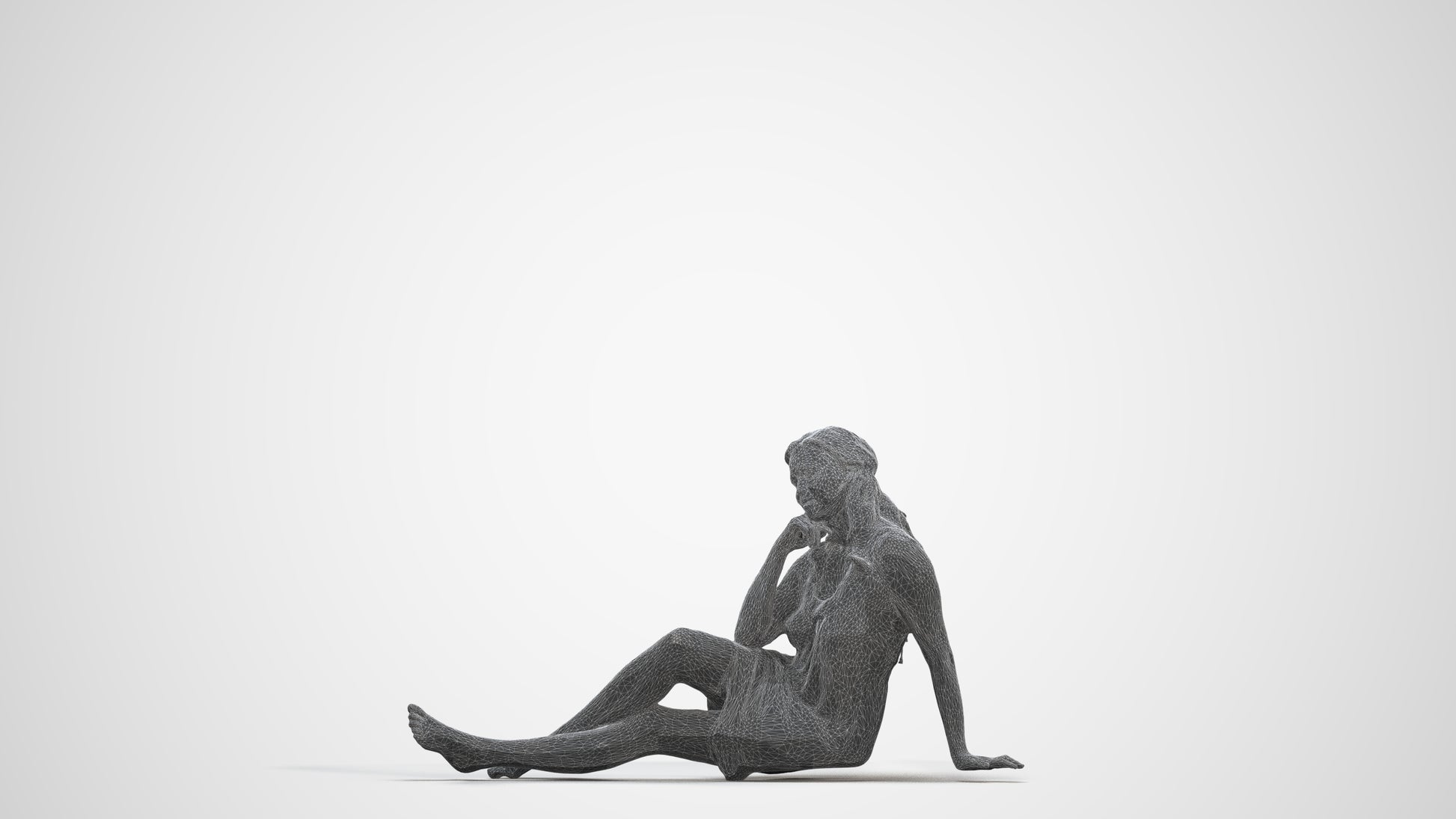 3D people model woman pool, scanned human for 3ds Max rendering, three-quarter front view render