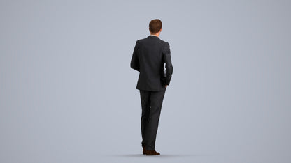 3D scanned man standing business, photorealistic archviz people for Enscape and SketchUp, front view render