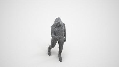 scanned 3D woman casual walking, photogrammetry people for Enscape and V-Ray, wireframe three-quarter view