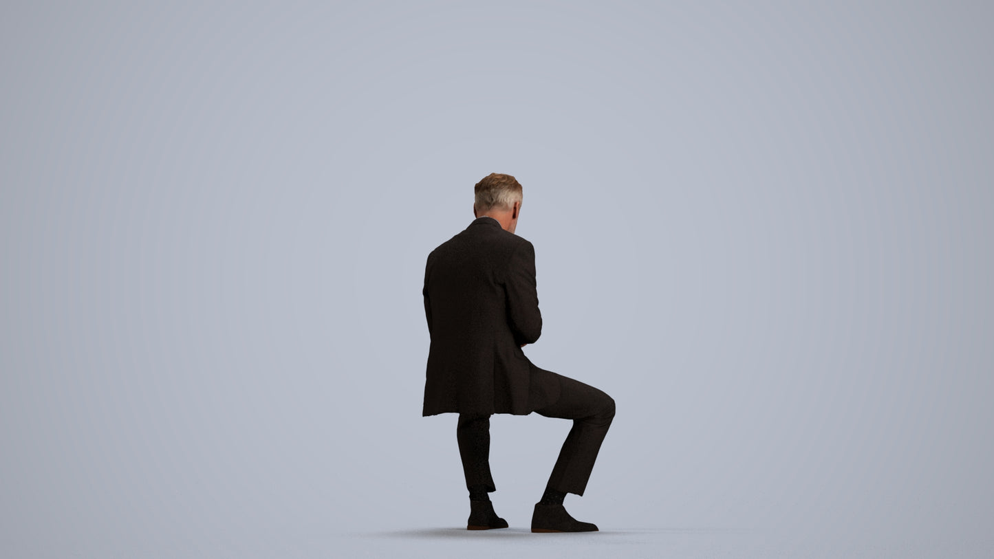 photogrammetry 3D man business, realistic human model archviz FBX, front view render
