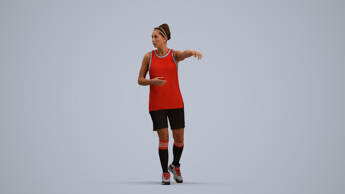 3D people model woman sport, scanned human for 3ds Max rendering, standing pose render
