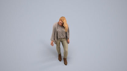 realistic 3D people woman casual standing, render-ready for V-Ray and Corona, FBX OBJ, back view render