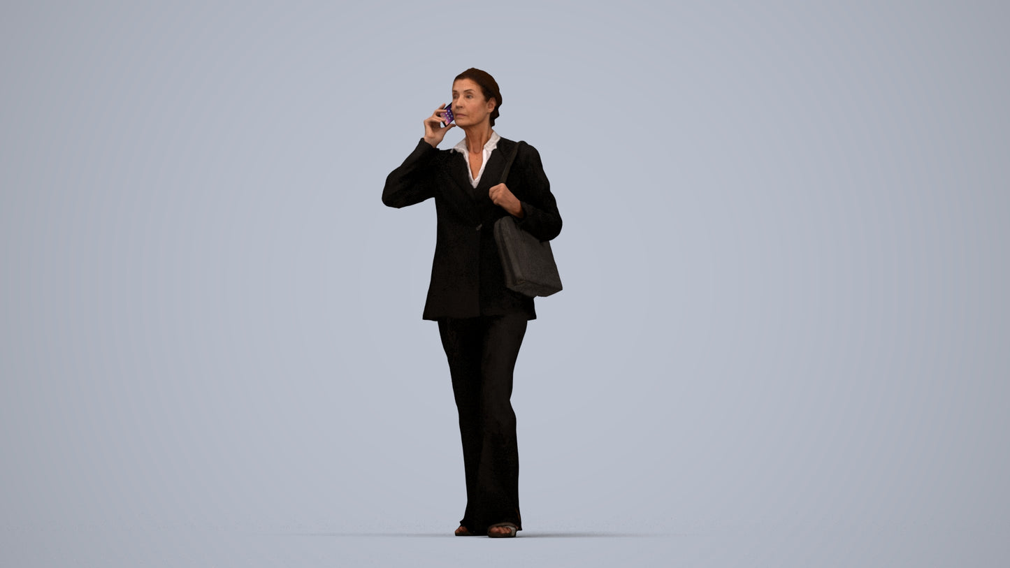 photogrammetry 3D senior woman business, realistic human model archviz FBX, top-down view render