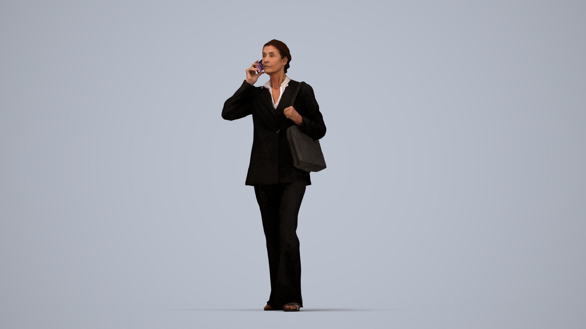 photogrammetry 3D senior woman business, realistic human model archviz FBX, top-down view render