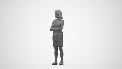 scanned 3D woman business standing, photogrammetry people for Enscape and V-Ray, wireframe back view