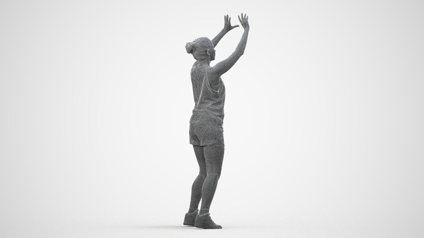 realistic 3D woman sport, scanned archviz people for Blender and 3ds Max, wireframe side view