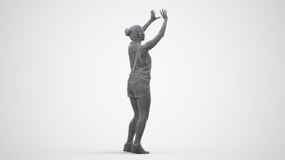 realistic 3D woman sport, scanned archviz people for Blender and 3ds Max, wireframe side view