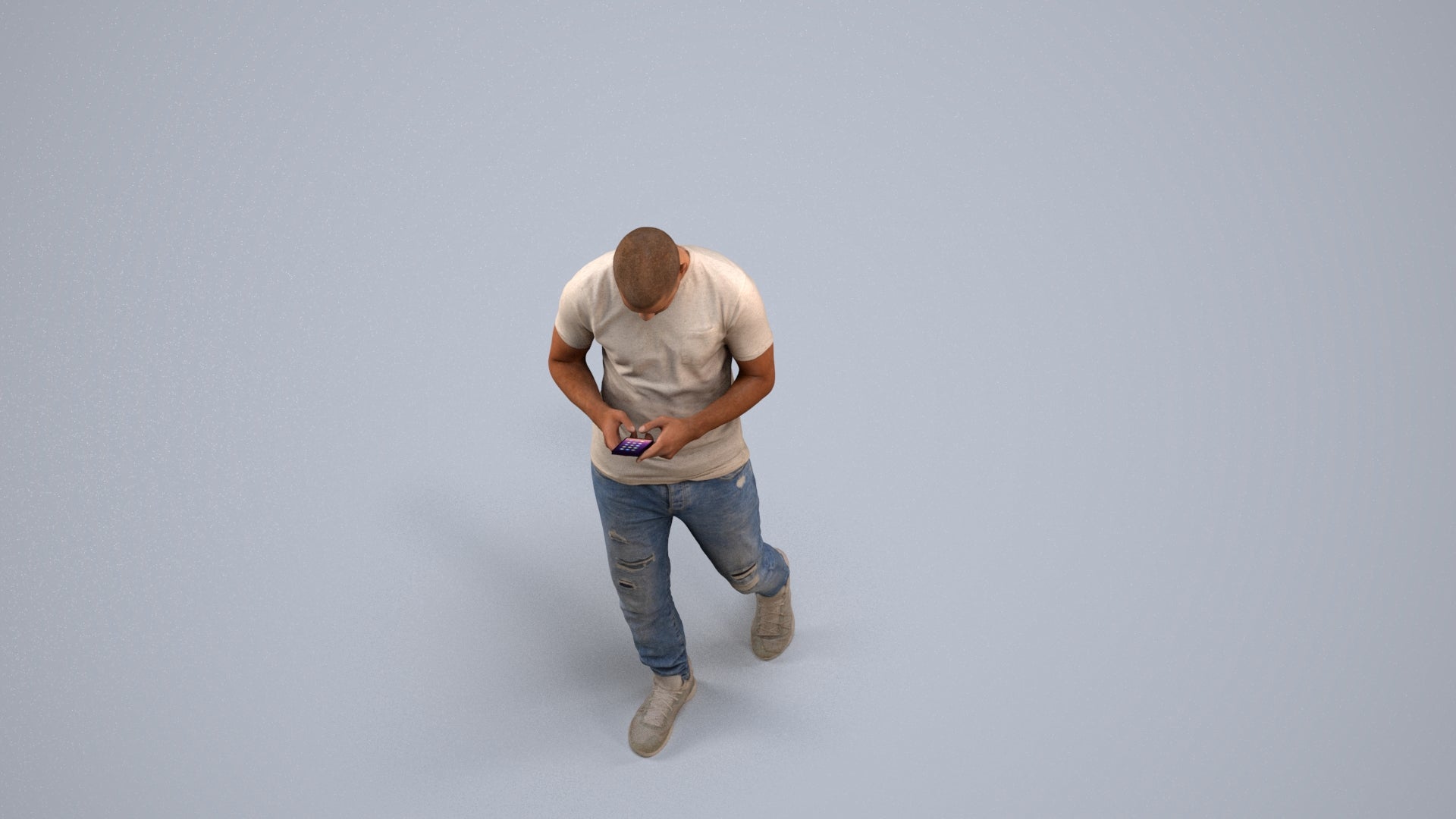 3D scanned man walking casual, photorealistic archviz people for Enscape and SketchUp, back view render