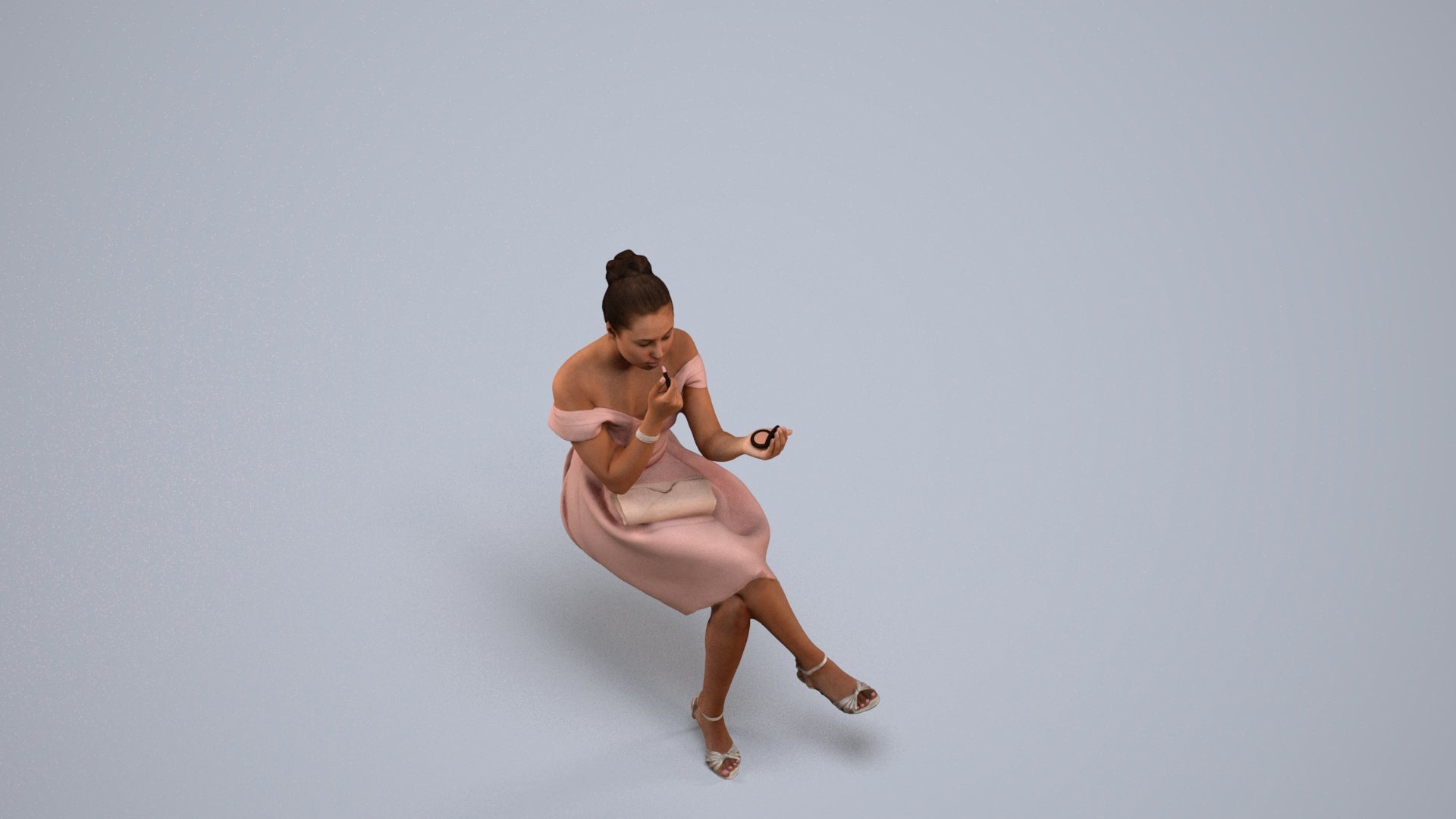 realistic 3D human woman formal formalaffairs, archviz people FBX OBJ for Blender, back view render