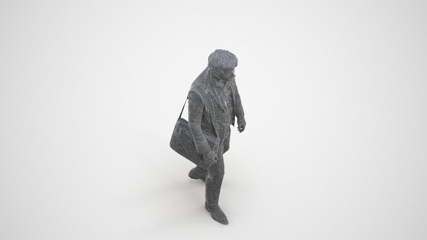 scanned 3D man business, photogrammetry people for Enscape and V-Ray, wireframe three-quarter view