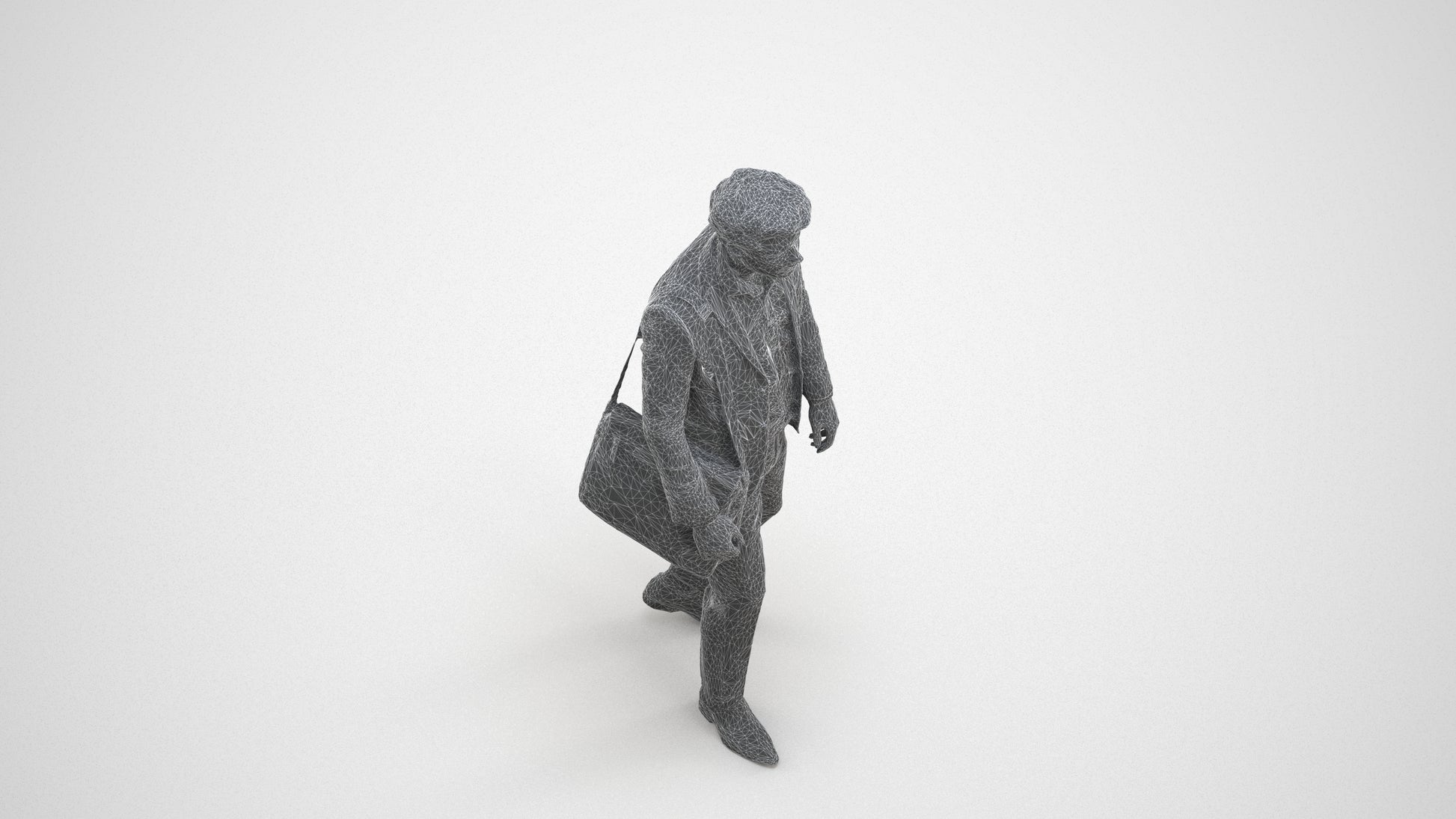 scanned 3D man business, photogrammetry people for Enscape and V-Ray, wireframe three-quarter view