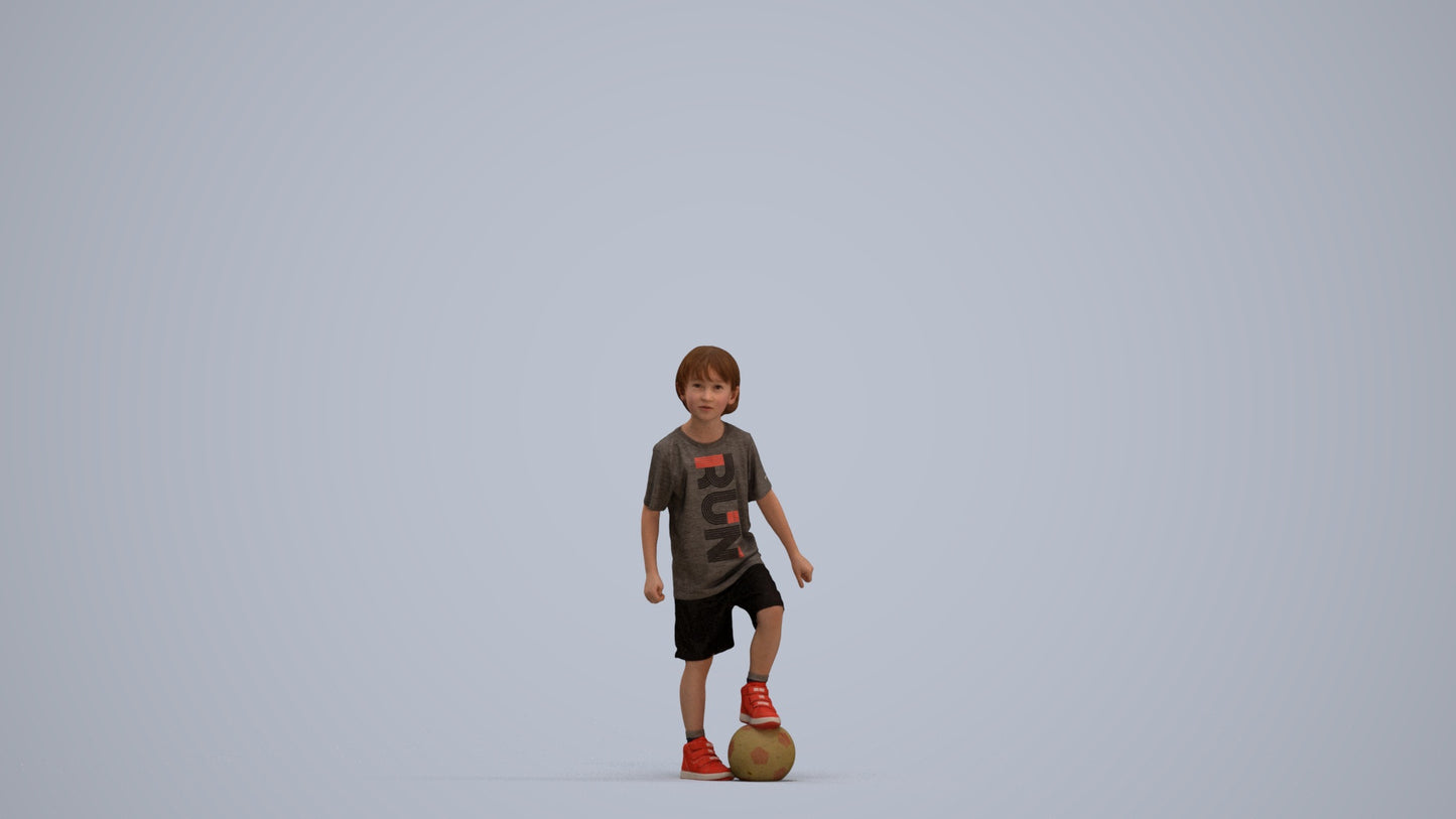 photogrammetry 3D boy casual kids, realistic human model archviz FBX, standing pose render