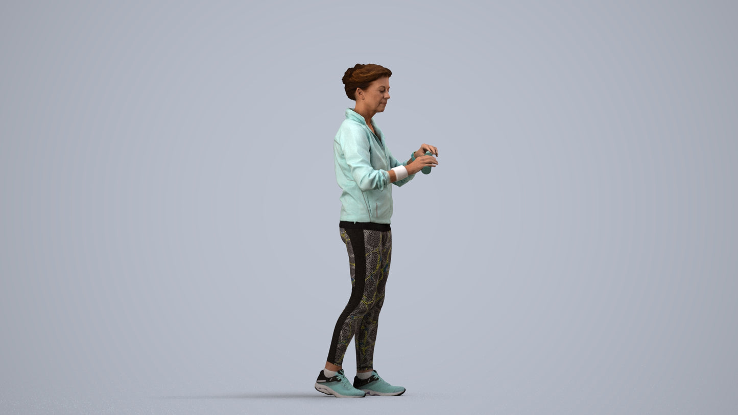 realistic 3D people woman sport, render-ready for V-Ray and Corona, FBX OBJ, side view render