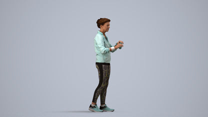 realistic 3D people woman sport, render-ready for V-Ray and Corona, FBX OBJ, side view render