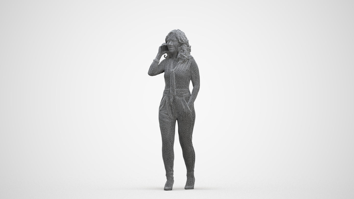 3D people model woman casual walking, scanned human for 3ds Max rendering, three-quarter front view render
