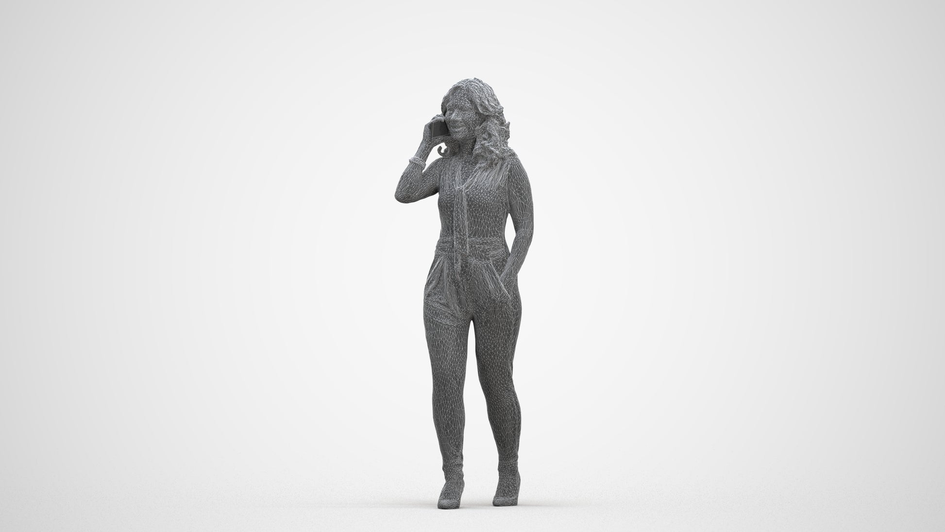 3D people model woman casual walking, scanned human for 3ds Max rendering, three-quarter front view render